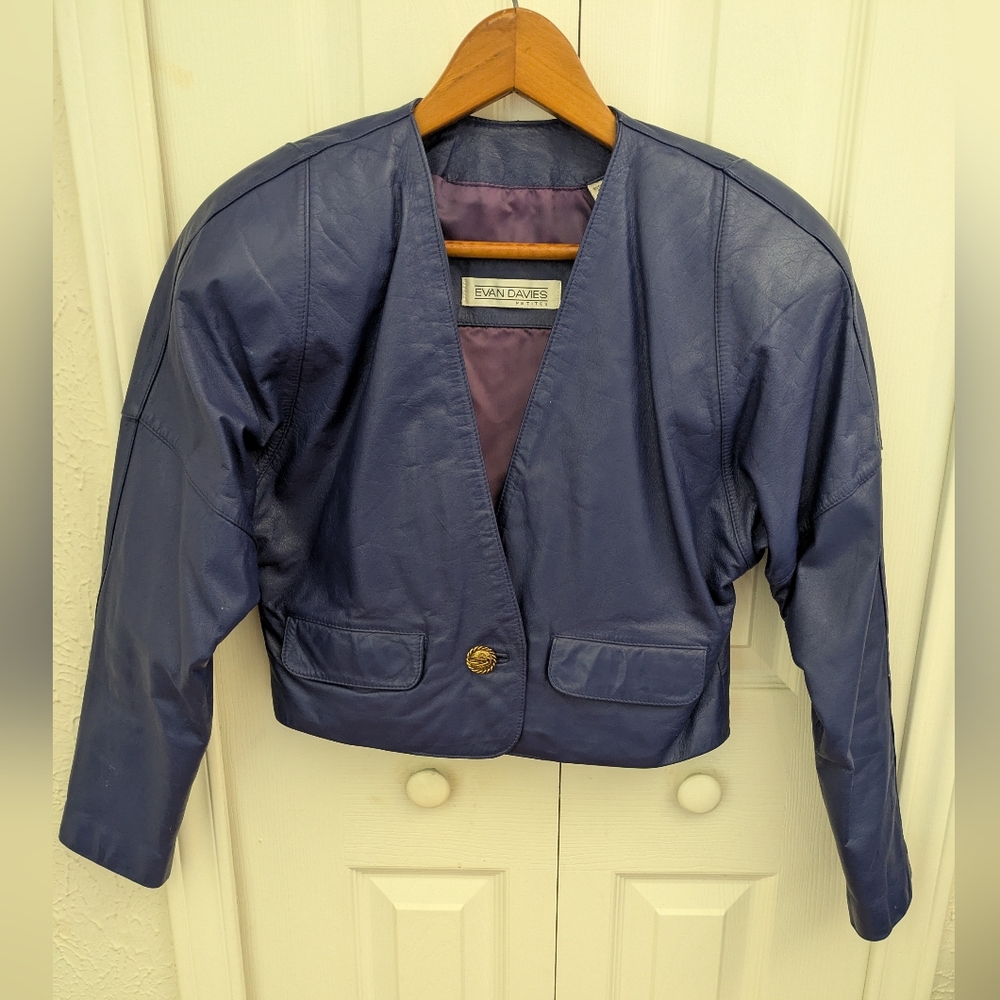 Vintage 80's Blue Leather Jacket - Picture 4 of 13